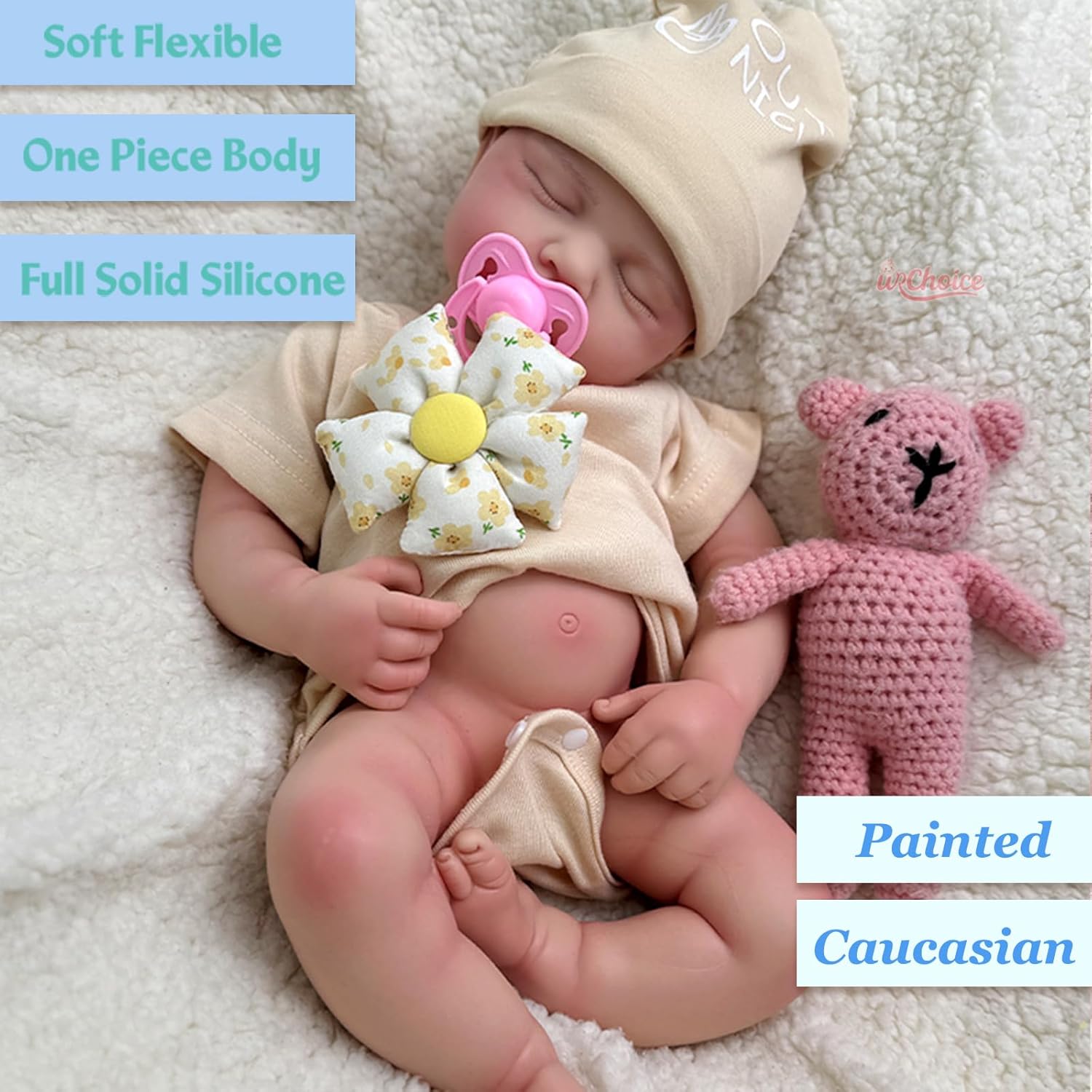 Full Silicone Body Baby Doll with Mouth That Opens - 20 Inch Lifelike Reborn Baby Dolls Soft Sleeping Newborn Doll Anatomically Correct (Boy)