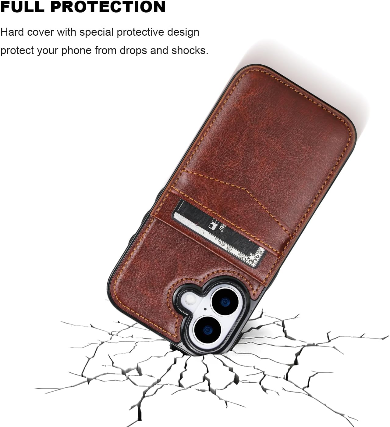 KIHUWEY Compatible with iPhone 17 Case Wallet with Credit Card Holder, Flip Premium Leather Magnetic Clasp Kickstand Heavy Duty Protective Cover for iPhone 17 6.3 Inch (Brown) - Image 6