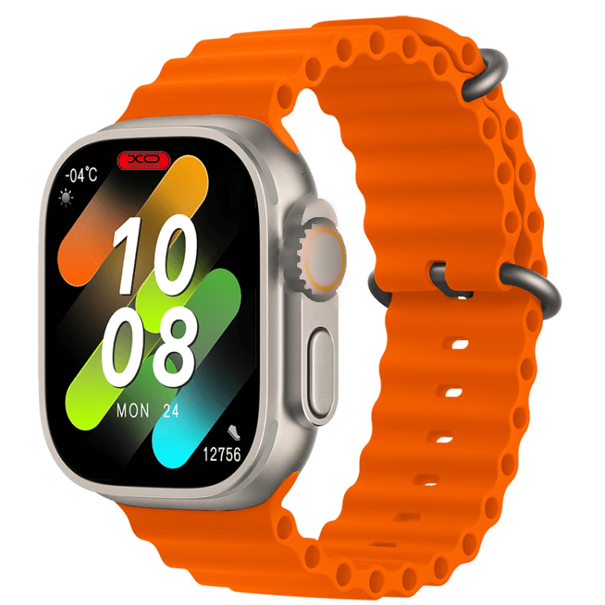 New XO HK9 Ultra2 Max Smart Watch With 49mm Amoled Screen, Chat GPT, IP68 Waterproof, Health Fitness Tracker Compatible with Android and IOS (Body: Silver | Strap: Orange)