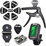 Guitar Accessories Kit: Clip-On Tuner, 3-in-1 Capo, 30 Picks & Storage for Acoustic, Electric Guitar, Bass & Ukulele, All-in-One Perfect Guitar Gift Set for Men & Beginners & Pros