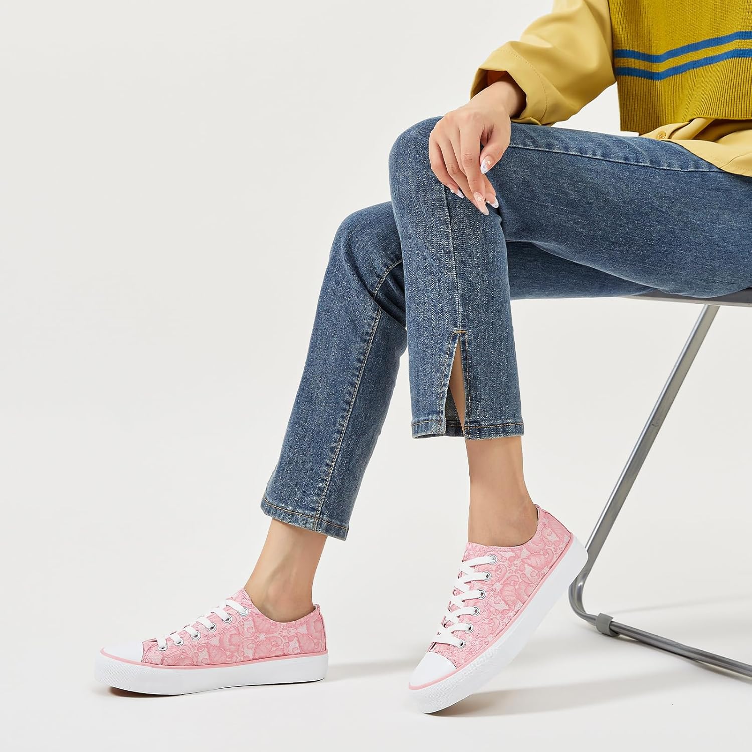 yageyan Womens White Tennis Shoes Low top Canvas Sneakers Women Fashion Shoes for Walking Casual Canvas Comfortable - Image 2