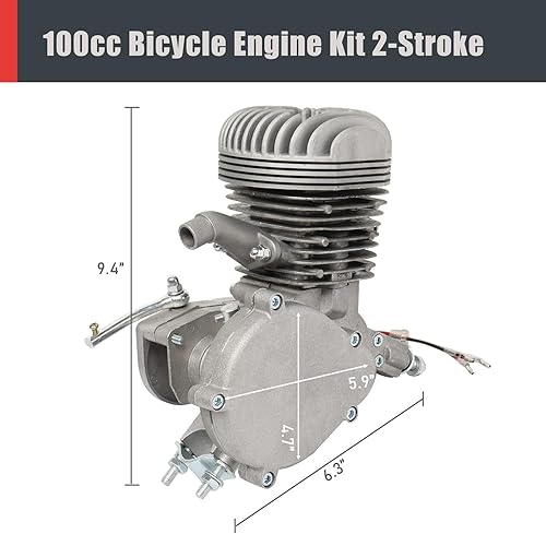 Miniatura 7 de RibasuBB Kit de motor de bicicleta, piñón de 100 cc de 2 tiempos de 3644 dientes, motor motorizado a gas, motor de bicicleta, kit completo