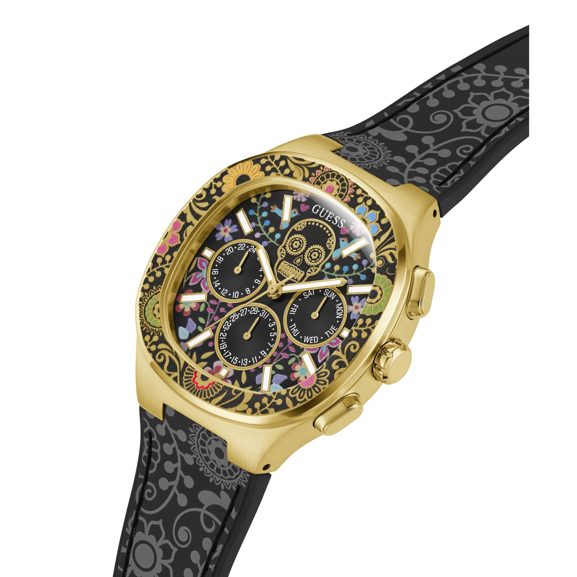 Guess Reloj analógico de Cuarzo para Hombre con Correa de Silicona GW0784G1, Multicolor, Catrin