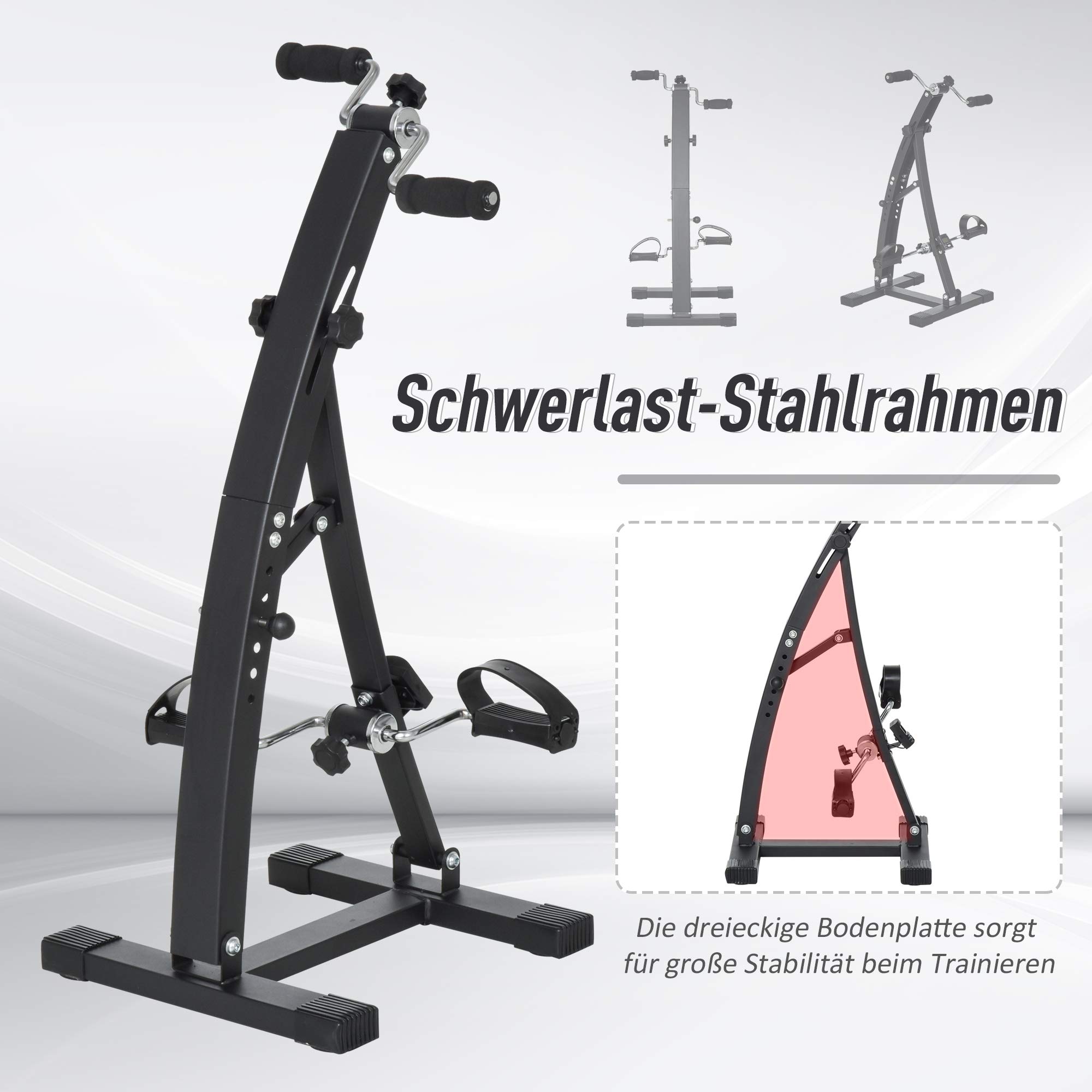 HOMCOM Pedaltrainer für Senioren extra Leise mit LCD Display | Mini Heimtrainer, Befestigungsband, Arm- und Beintrainer, Bewegungstrainer, Tischfahrrad, Mini Bike für Zuhause Büro
