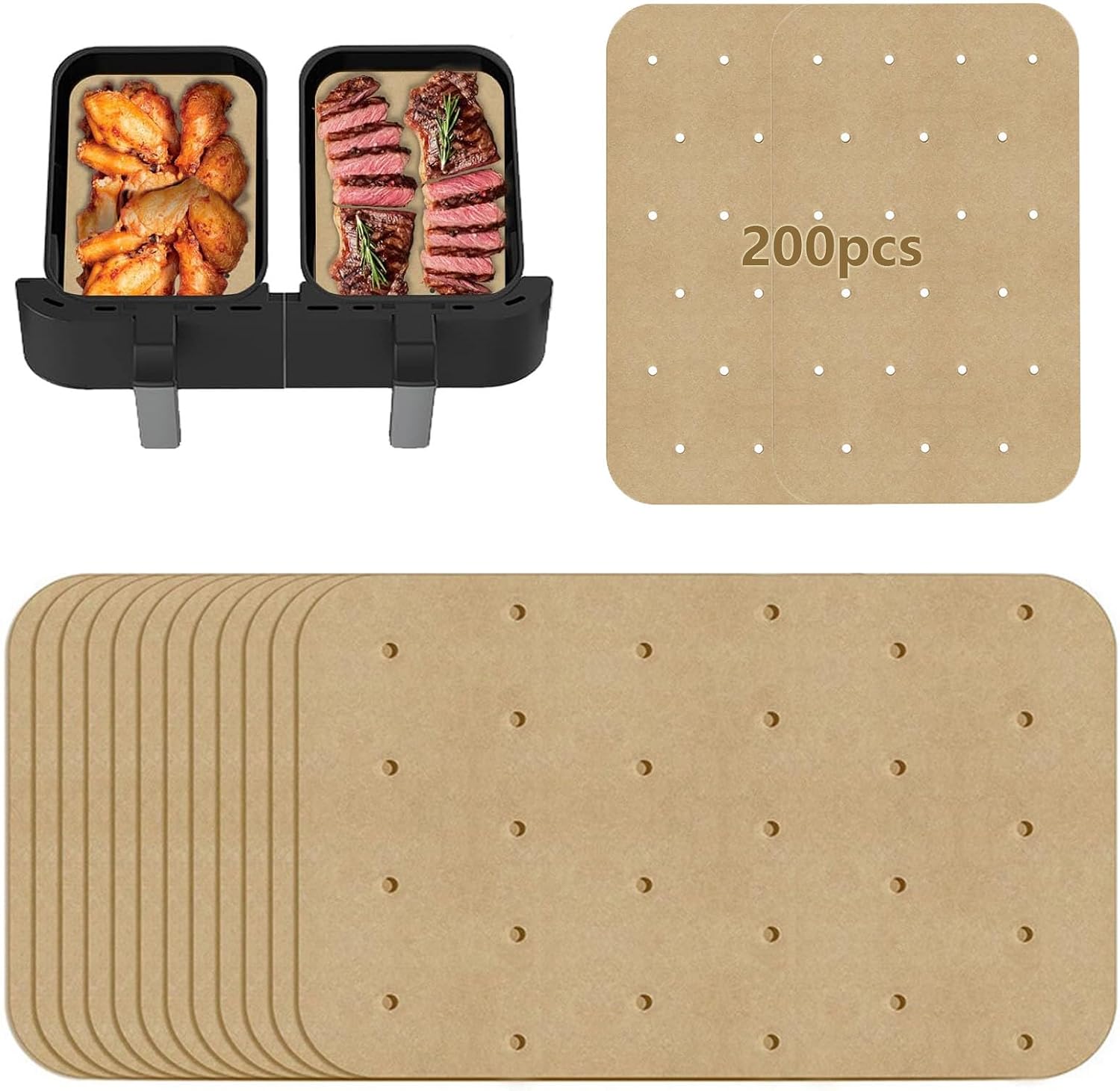 Rectangular Air Fryer Parchment Liners 20x20x4.5cm main image 0