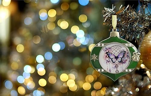 Vista 3 de Adorno para árbol de Navidad, mariposa, atrapasueños, floral, cristal, adorno de Navidad, vacaciones, adorno colgante para árbol de Navidad
