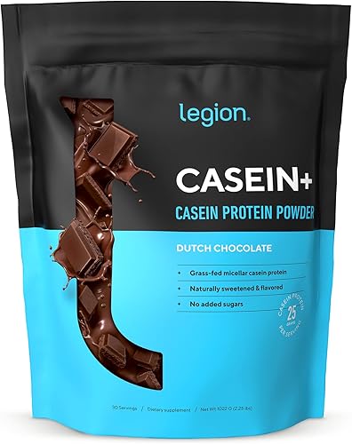 LEGION Proteína en polvo de caseína (chocolate holandés) – Polvo de proteína de caseína micelar de liberación lenta – Sin OMG, sin gluten y