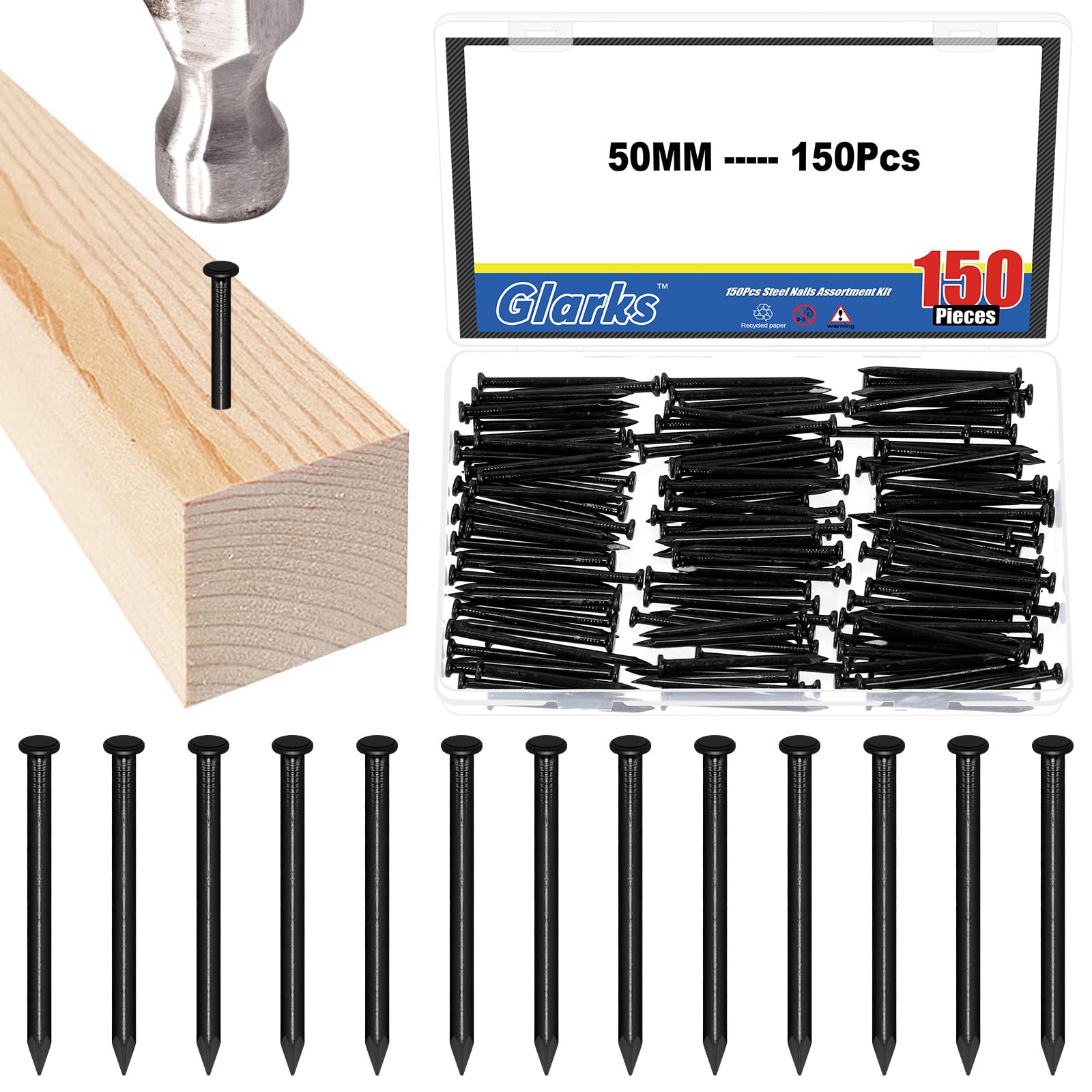 Nails de ciment pour paroi sèche Glarks 150pcs : finis les clous tordus dans la brique