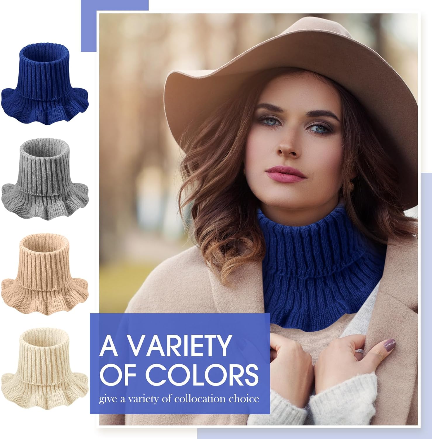 JenPen Winter Fake Turtleneck for Women Dickey Collar Knitted Detachable Half Top Mock High Turtleneck Neck Warm Faux Collar - Image 5