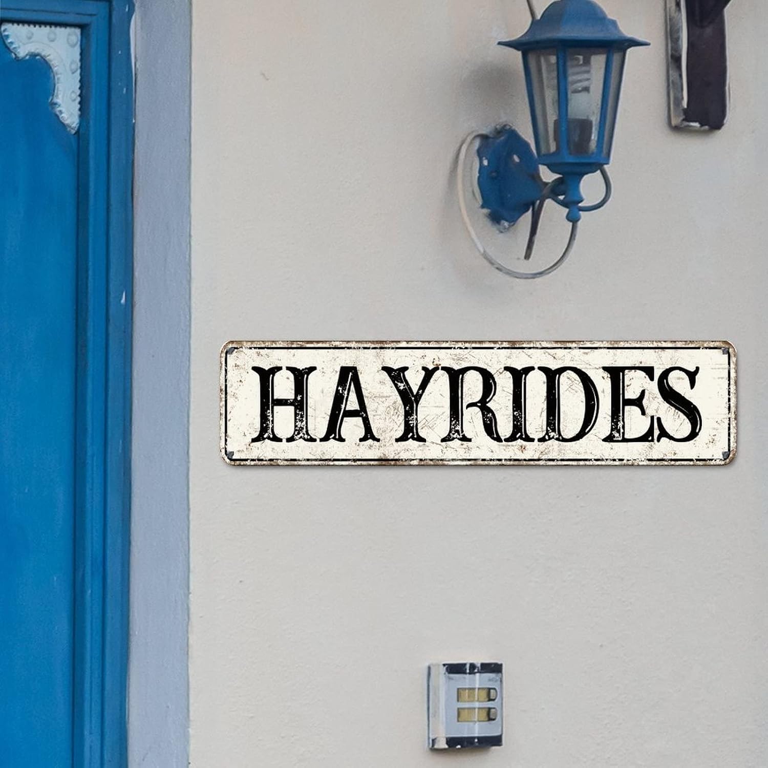 Hay Rides Street Signs Customized Hay Rides Metal Sign Vintage Hay Rides Decor Decorative Sign Farmhouse Metal Wall Sign Rustic Wall Art for Bedroom Living Room Front Porch 12x3in