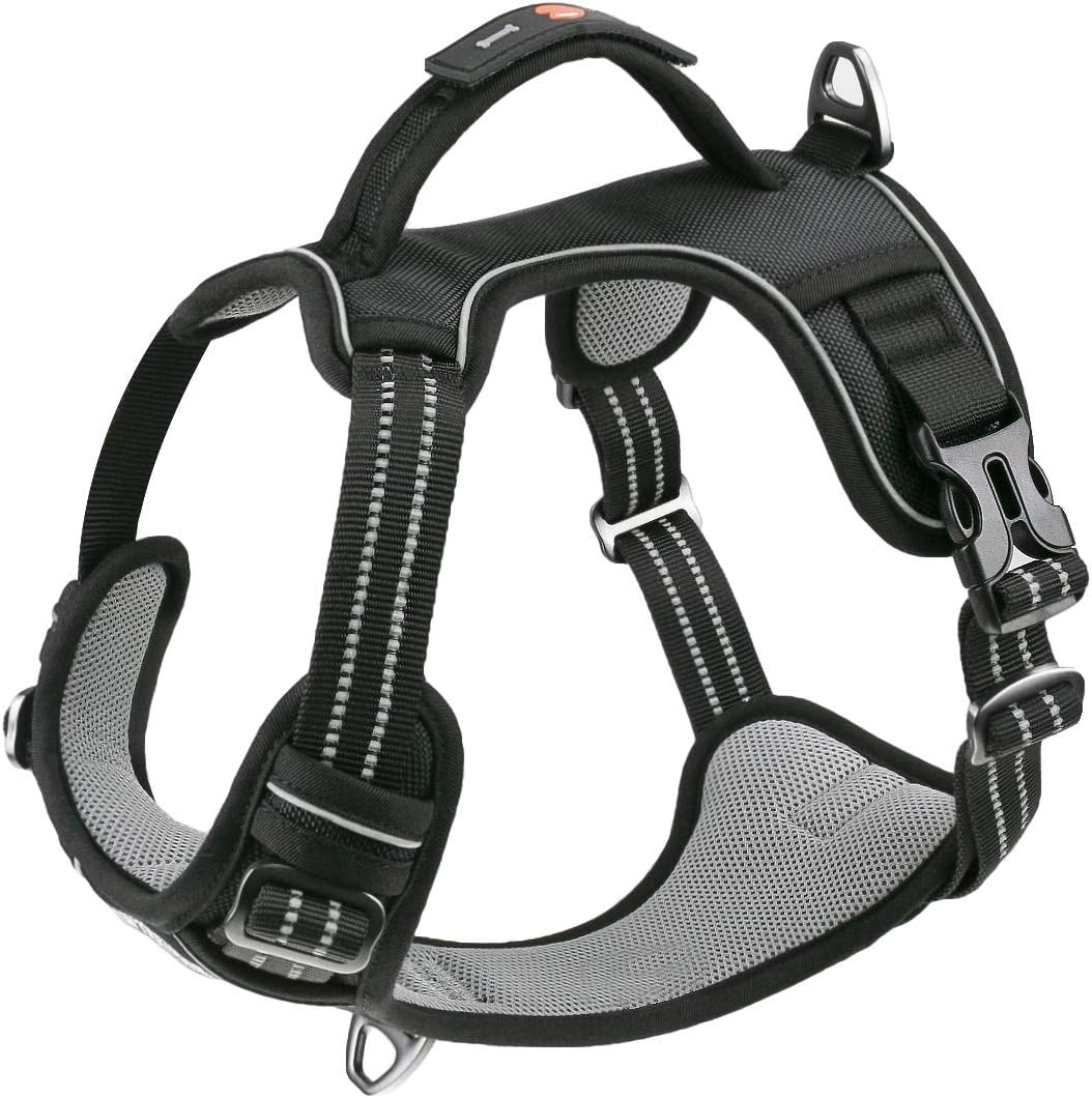 Pawtrender No Pull Dog Harness with Handle Reflective Adjustable Dog Vest Harness with Soft Padded Mesh for Small Medium Large Dogs