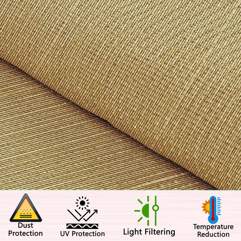 Image of MetDeals HDPE Knitted Balcony Sun Shade Sail Canopy Cover for Outdoor, Garden & Terrace|UV & Sun Protection with Rustproof Eyelet & Cable Tie for Easy Installation(Beige Black, 9.5x18 Ft)(Pc 1)