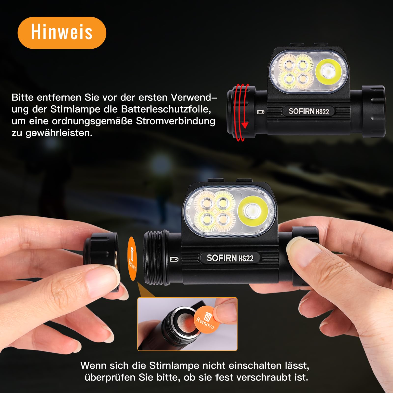 SOFIRN HS22 Stirnlampe LED wiederaufladbar, 2700K–6500K, 2500LM, Spot und Flutlicht, Type-C, IPX6, kopflampe stirnlampe mit 7 Lichtmodi, Geeignet für Camping, Gassigehen, Angeln, Arbeit und Sport