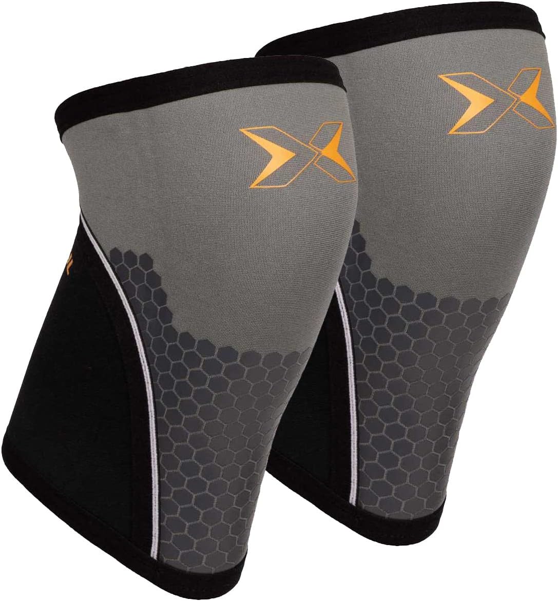 PICSIL Neoprene Knee Pad Cross Training Hex Tech, 5/7mm, 2 Knee Pads for Powerlifting and Weightlifting, Additional Support for Deadlifts, Squats, Squats (Medium, 7mm Green 0.2)