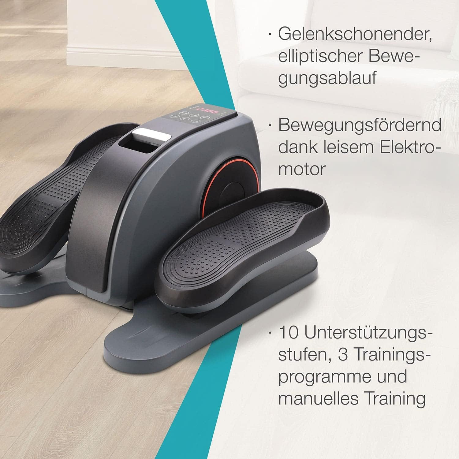 ELONEO Mini-Ellipsentrainer, Bewegungstrainer. Pedaltrainer, Fahrradpedal-Trainingsgerät, Stepper für Bewegung im Büro und Zuhause, übersichtlicher Trainingscomputer mit 3 Automatikprogrammen