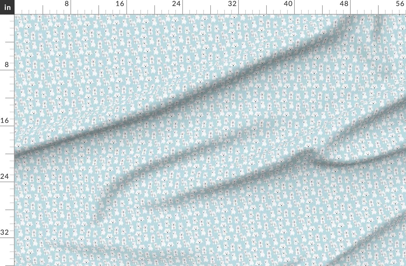 Spoonflower Fabric - Westies Dog Dogs Westie Terriers West Highland White Terrier Printed on Organic Cotton Sateen Fabric by The Yard - Sewing Quilting Apparel Home Decor