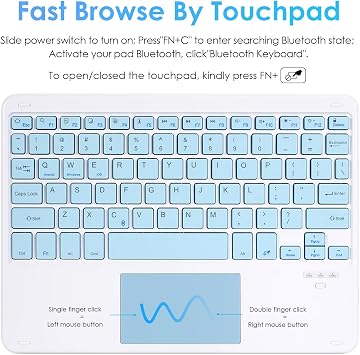 LAMA Touchpad Keyboard Case for iPad (A16) 11th Gen 2025 /10th Gen 2022, Folio Cover with Pencil Holder, Multi-Touch Trackpad, Wireless Magnetic Keyboard for iPad 11th 10th Generation, Blue