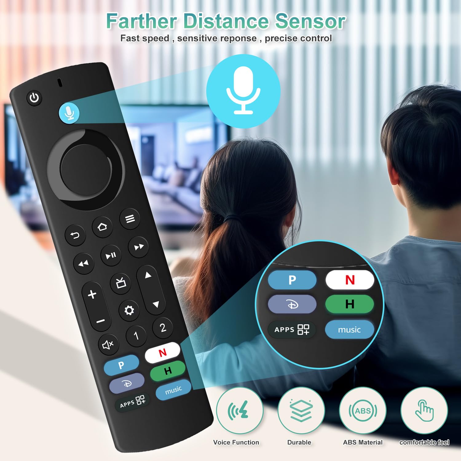 Mando a distancia universal de repuesto por voz: dispositivos de transmisión (2ª, 3ª, 4K, Max, HD), compatible con Omni, Toshiba, Insignia, Pioneer, 2/4-Series Media Smart TV, Lite y Cube