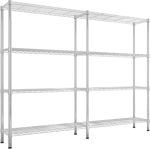 Miniatura 54 de Estante de almacenamiento ajustable de 4 niveles, estante de almacenamiento de metal, estantería de alambre, estantes de almacenamiento de metal