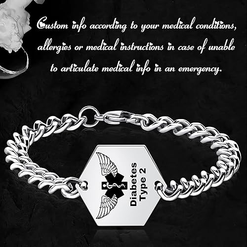 Miniatura 9 de Pulsera de alerta médica personalizada para mujeres y hombres, pulseras de identificación médica personalizadas, pulsera de emergencia médica con