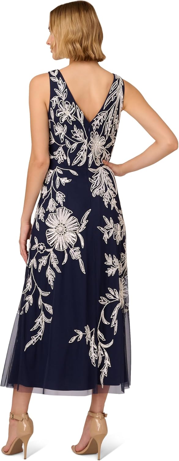 Adrianna Papell Womens Beaded Sleeveless Dress - Image 3