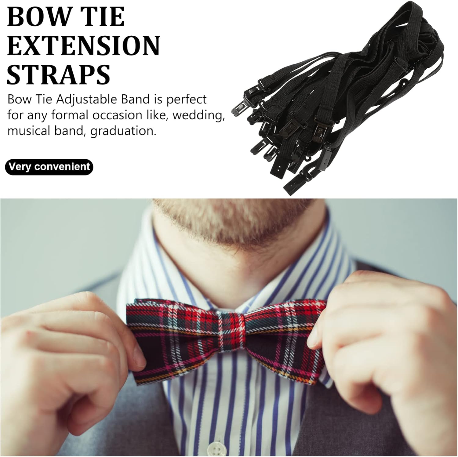 Ciieeo Clip Bow Tie Elastic Band DIY Bow Tie Band for Men Elastic Strap for Formal Occasion