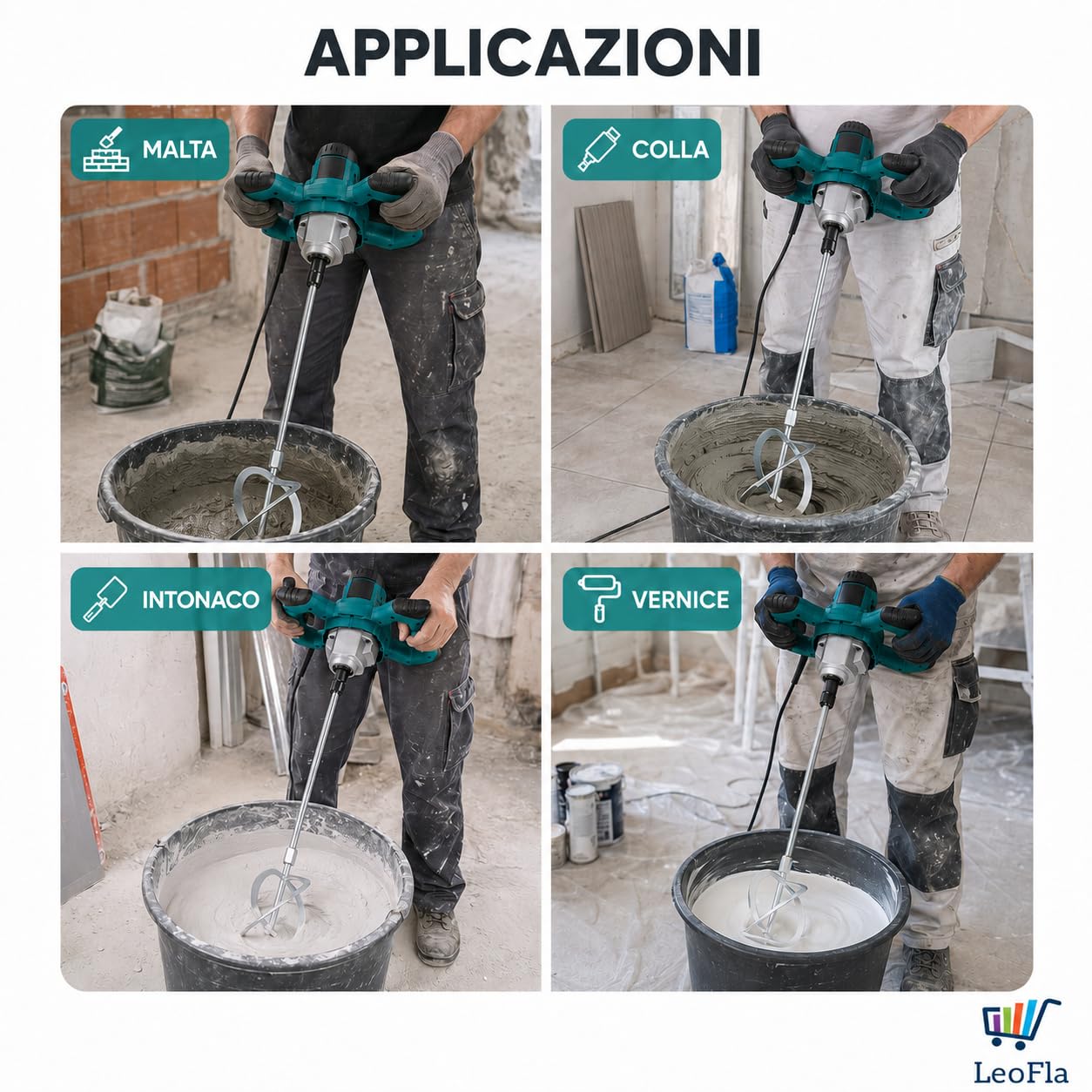 Miscelatore Elettrico 2200W Max - Malta, Colla e Intonaco