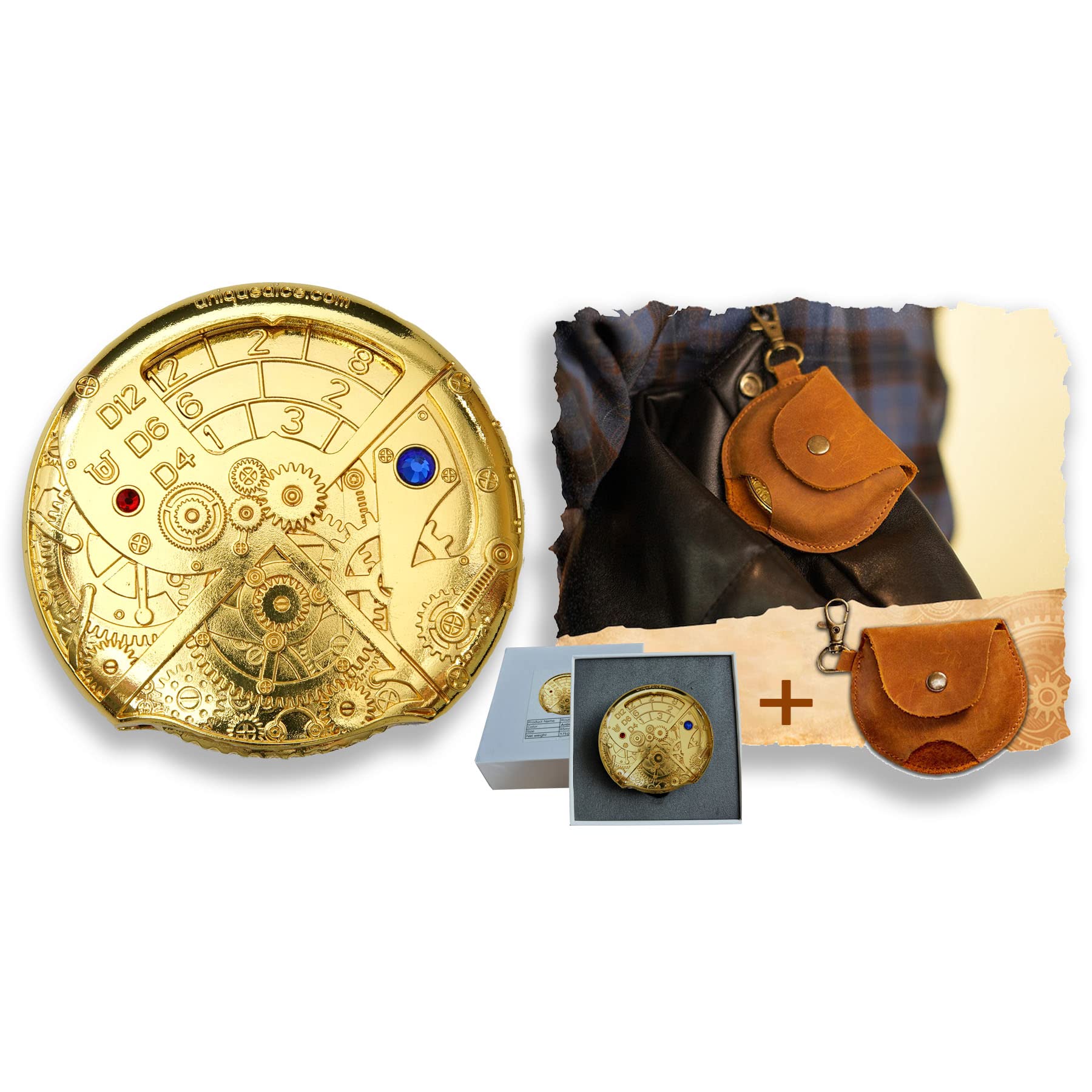 UD UNIQUE Giant Metal Dice Set - Roulette, Dungeons and Dragons, Steampunk Theme, Versatile for Role Playing Games — image 1
