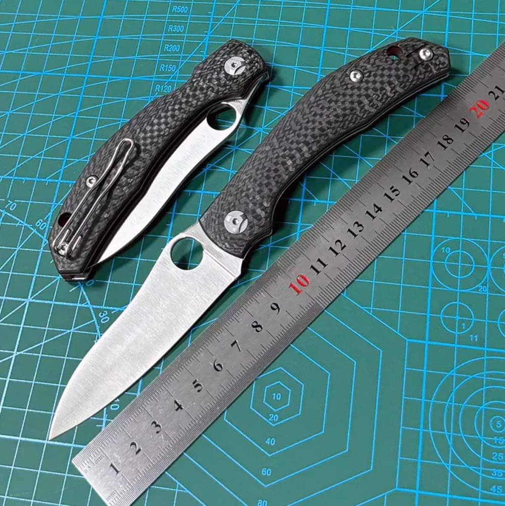 Klappmesser 8.3" Taschenmesser Rutschfest Aus Edelstahl Carbon & Kohlefaser, Slim Outdoor Survival Messer wandern Camper Jagdmesser Robust Scharfes Einhandmesser Mit Taschenclip, Ergonomisches Design