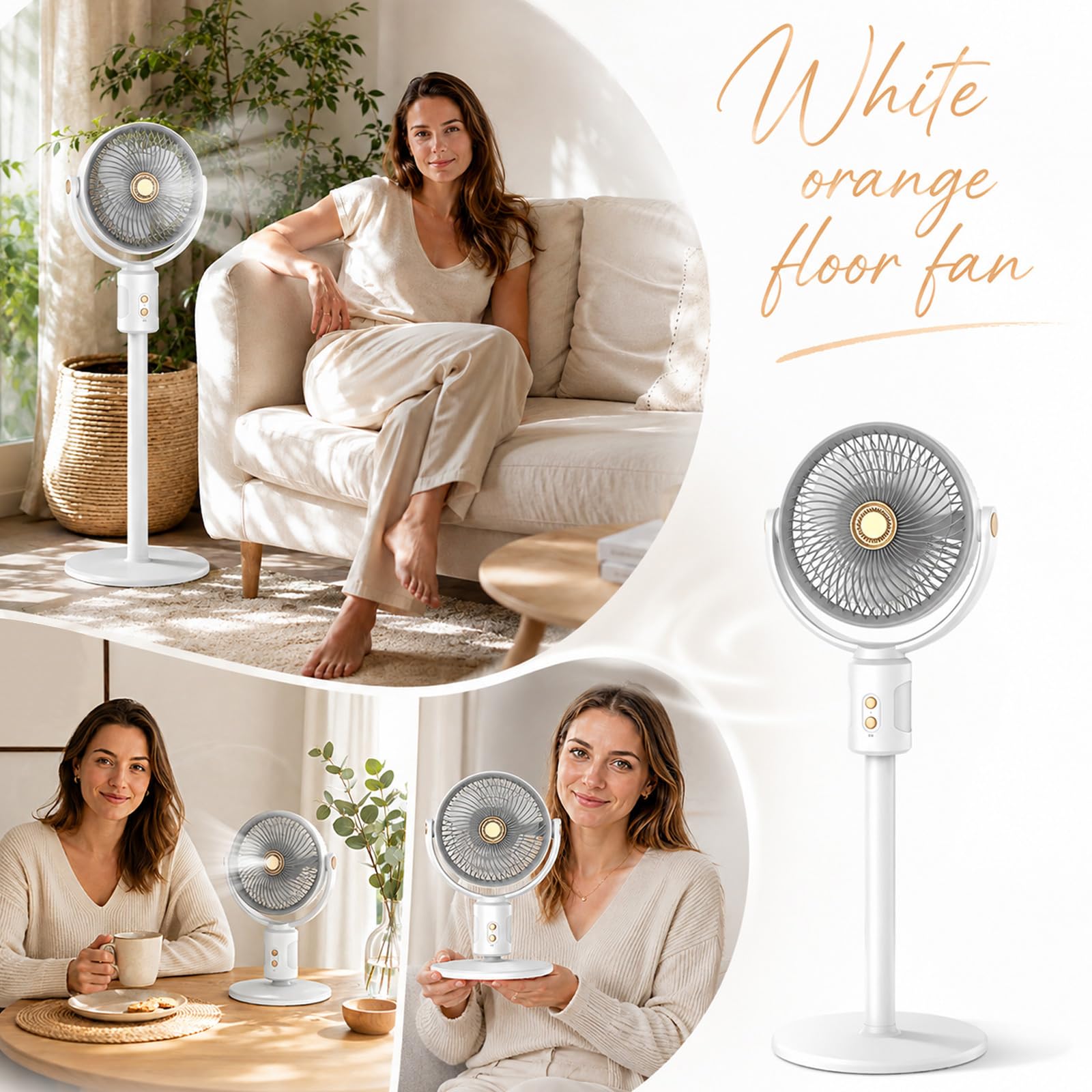 Ventilatore a Colonna, Ventilatore a Circolazione d'Aria 2 in 1 da Tavolo e Pavimento, Altezza Regolabile 36-85 cm, Ventilator Oscillante 360° con Telecomando e Timer 8h, Silenzioso per Casa