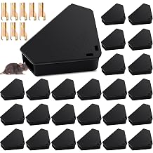 Qualirey 24 Pcs Mice Station with Key Triangle Mouse Station Lockable Reusable Bait Box, Enclosed Design for Indoor and Outdoor Use, Suitable for Small Mice Black