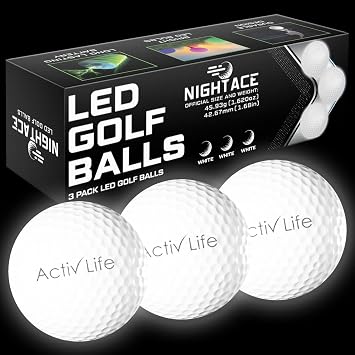 Activ Life Super Bright LED Golf Balls, 8 Minutes to Retrieve Ball & 40 Hours Battery Life, Golf Balls That Light Up at Night, Glow in The Dark, Ideal Gift for Men Women Golf Lovers