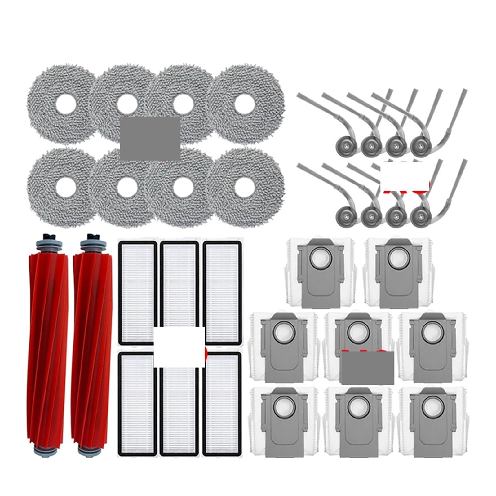 Shiketong Robot Vacuum Cleaner Cleaning Accessories Set,Compatible For Roborock,Qrevo L QV 35A QV 35S QR 598 QR 798 Main Side Brush Filter Mop Dust Bag(32pcs)