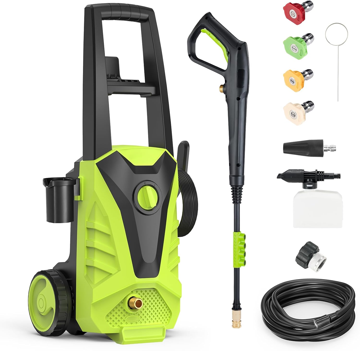 Sweetcrispy Electric Pressure Washer, High Pressure Cleaning Machine with Foam Cannon, 2.0 GPM Power Washer with 5 Quick Connect Nozzles for Fences Decks Patios