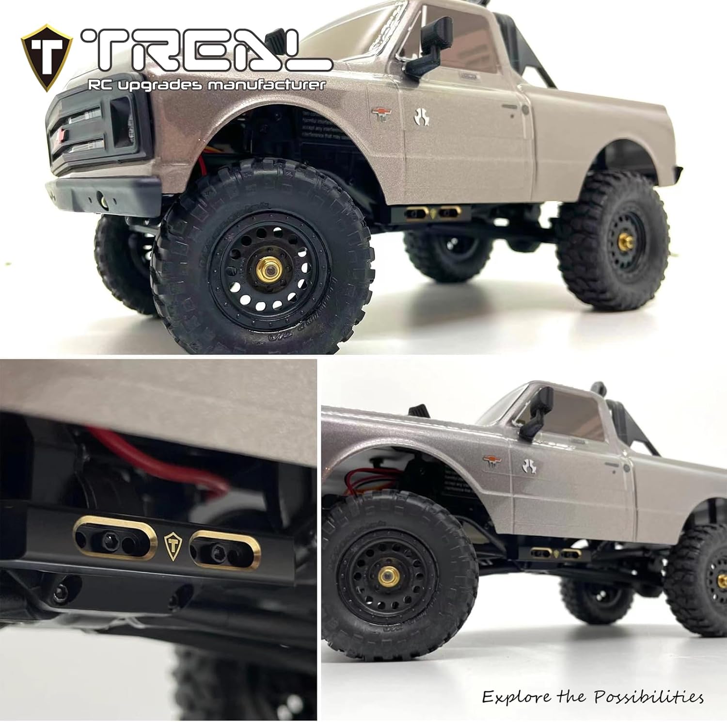 Treal Brass Boulder Bars Heavy Weight 7.9g/pc Upgrades Compatible with 1/24 SCX24 C10 AXI00001 Deadbolt AXI90081 Wrangler AXI00002 RC Crawler Car
