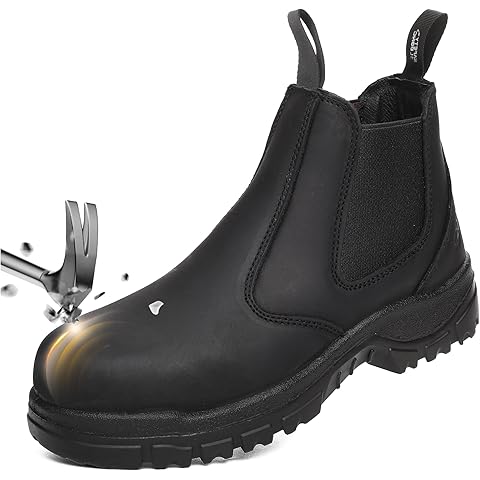 Slip on Work Boots for Men Women Composite Toe Comfort Leather Abrasion Puncture Sl...