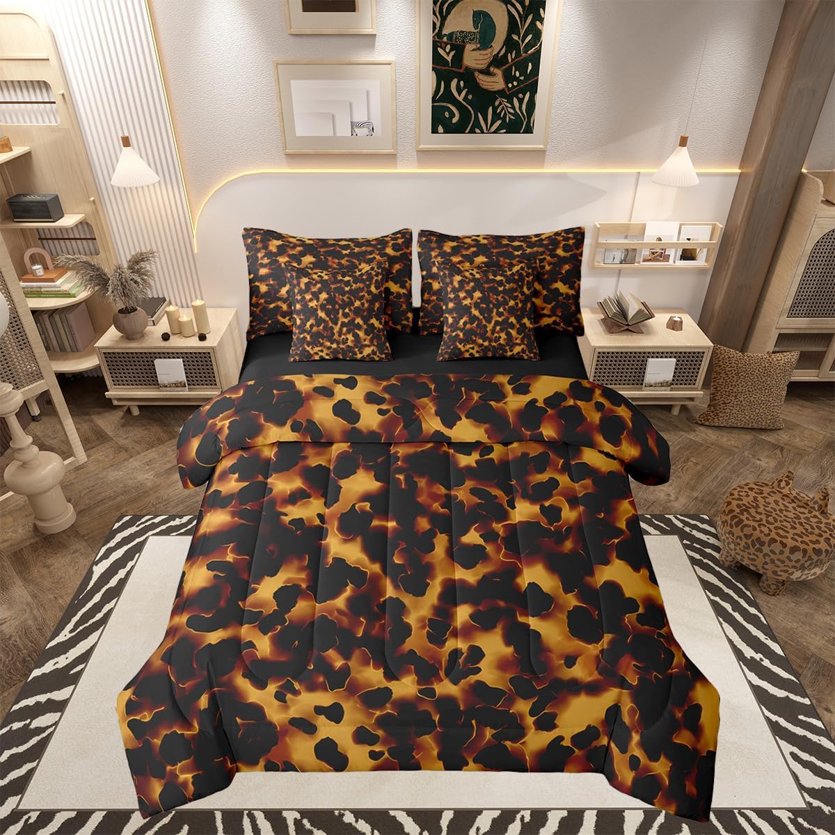 Feelyou 3D Aircraft Comforter Set 7 Pieces Airplane Print Bed in a Bag Aircraft Flying Flight Map Air Route Bedding Set Twin Size Bedroom Decor Brown Bed Set with Comforter, Sheet Set, Pillowcases