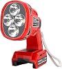 Cordless LED Work Light for Milwaukee M18 18V Battery 1120LM LED Outdoor Spotlight Flashlight with Red&White 4 Modes, Pivoting Head for Jobsite, Handheld Spot Light for OutdoorNo Battery