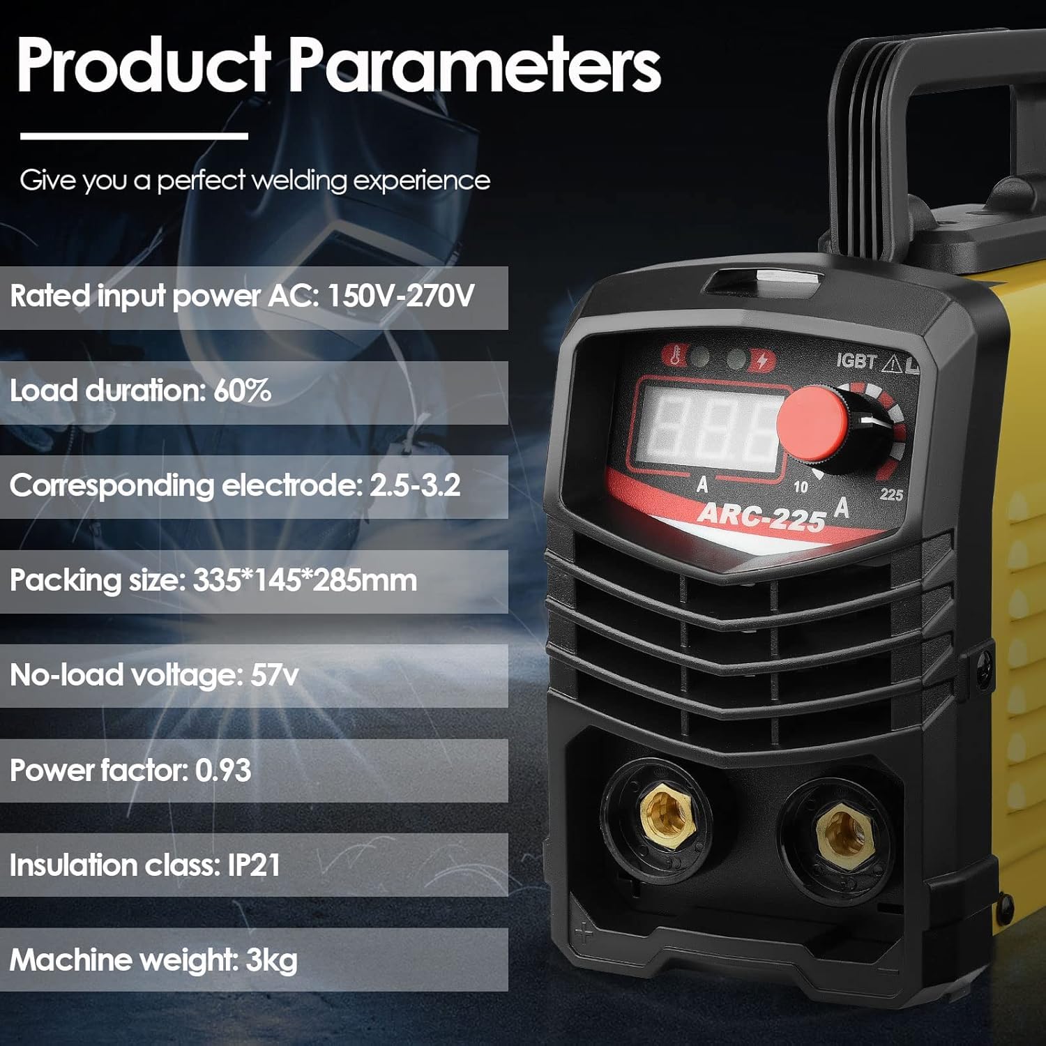 Poste a Souder,225A 220V ARC Poste à Souder I IGBT Poste Souder Inverter électrique Portable Machine a Souder Soudeur Avec affichage numérique LCD pince de mise à la terre