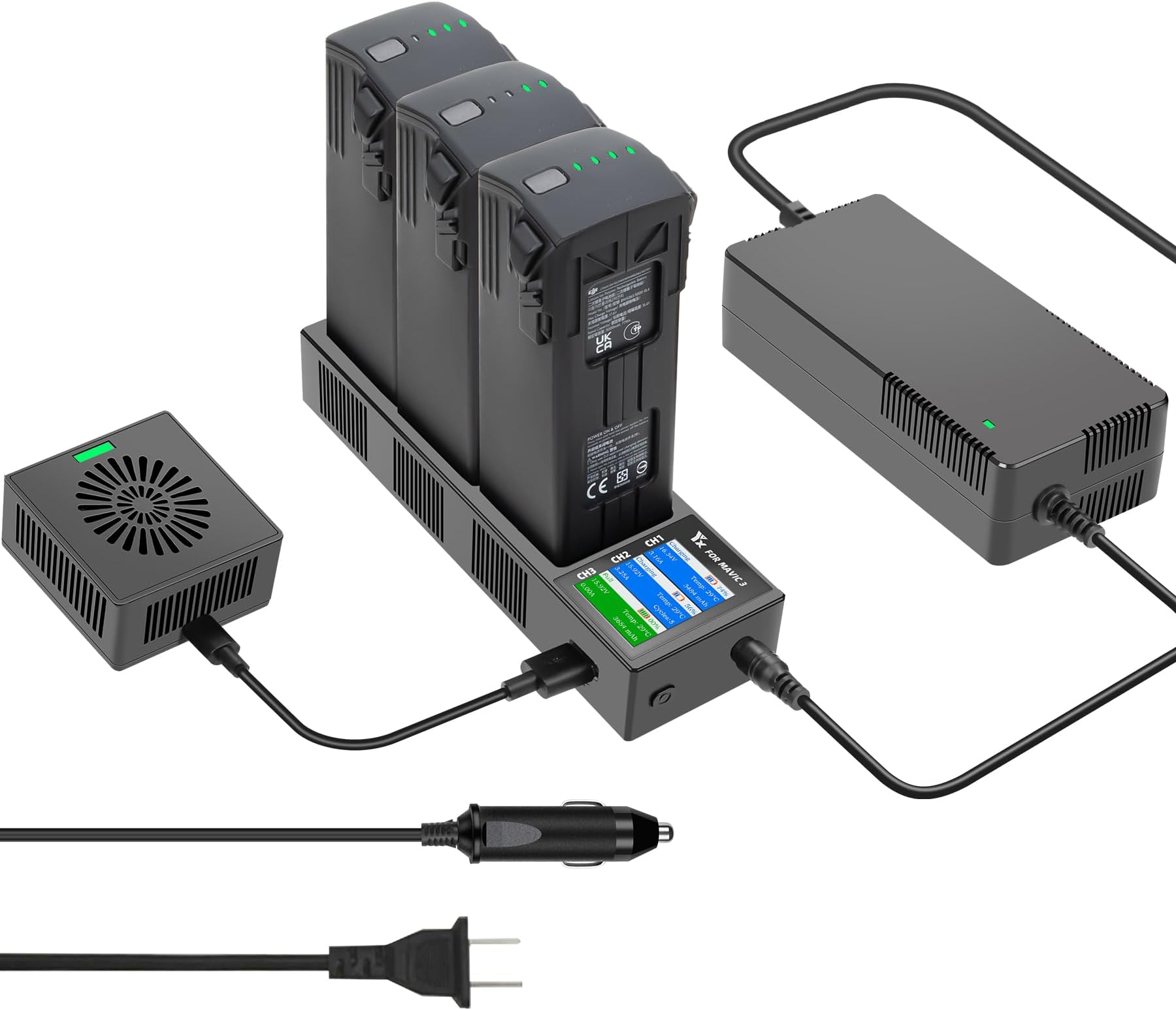 Hanatora Multi Function Charger with Storage Charge,Discharge for DJI Mavic 3 Series Battery,Wall & Car Parallel Charing hub for Mavic 3 Pro Classic Cine Drone Accessories