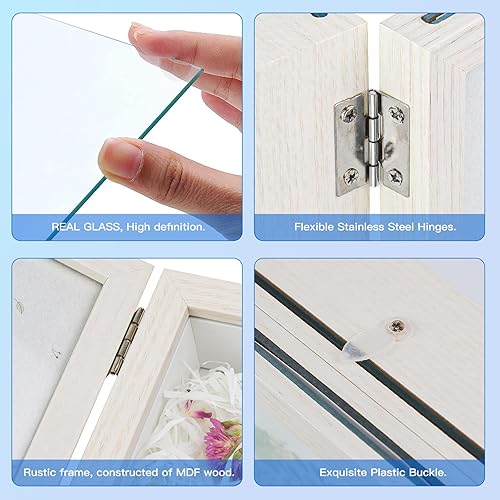 Miniatura 8 de ZEEYUAN Marco de fotos de 5 x 7 pulgadas, doble bisagra, marco de fotos de 5 x 7 pulgadas con caja de exhibición, marco de caja de sombra pequeña de