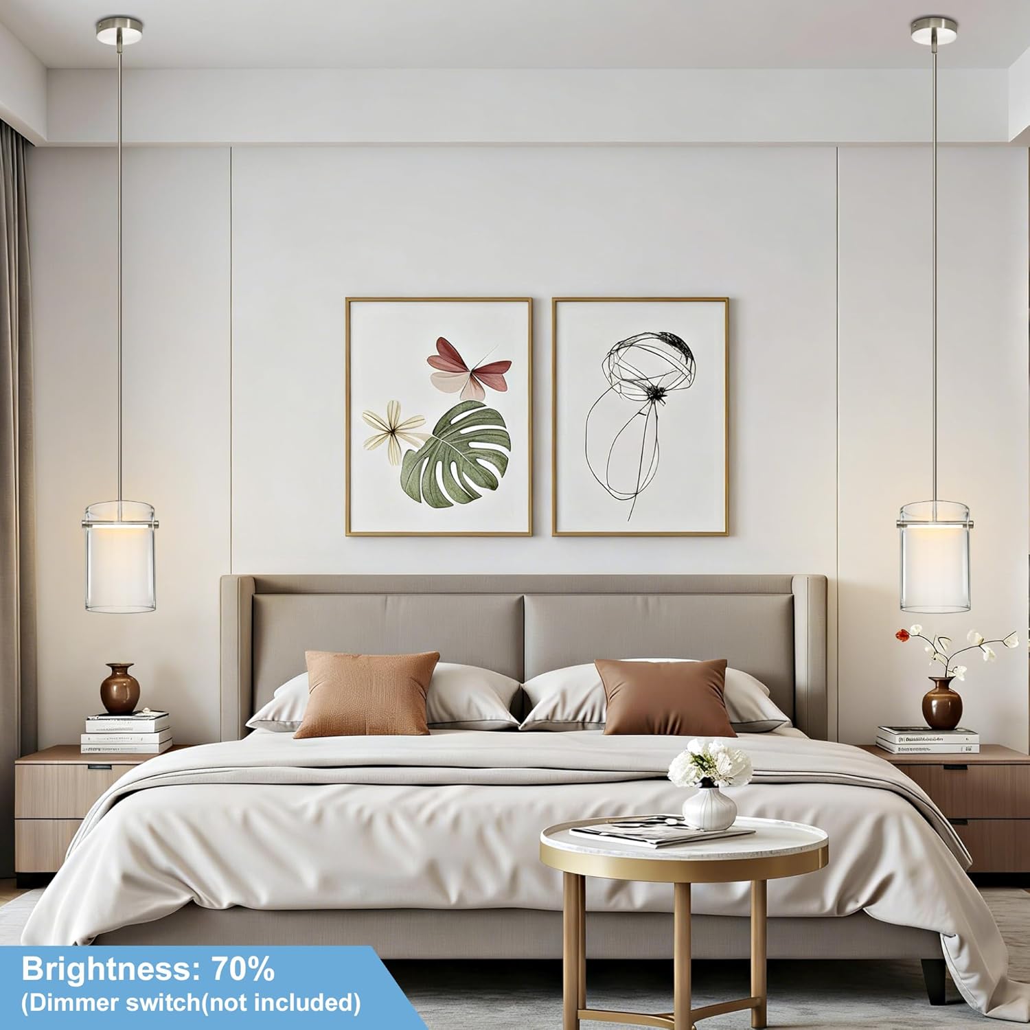 Biewalk Nickel Pendant Lights Kitchen Island with 10.2" Clear Glass Shade, Adjustable Modern Pendant Lighting Over Sink with LED, Minimalist Hanging Light Fixture for Dining Room Kitchen Bedroom