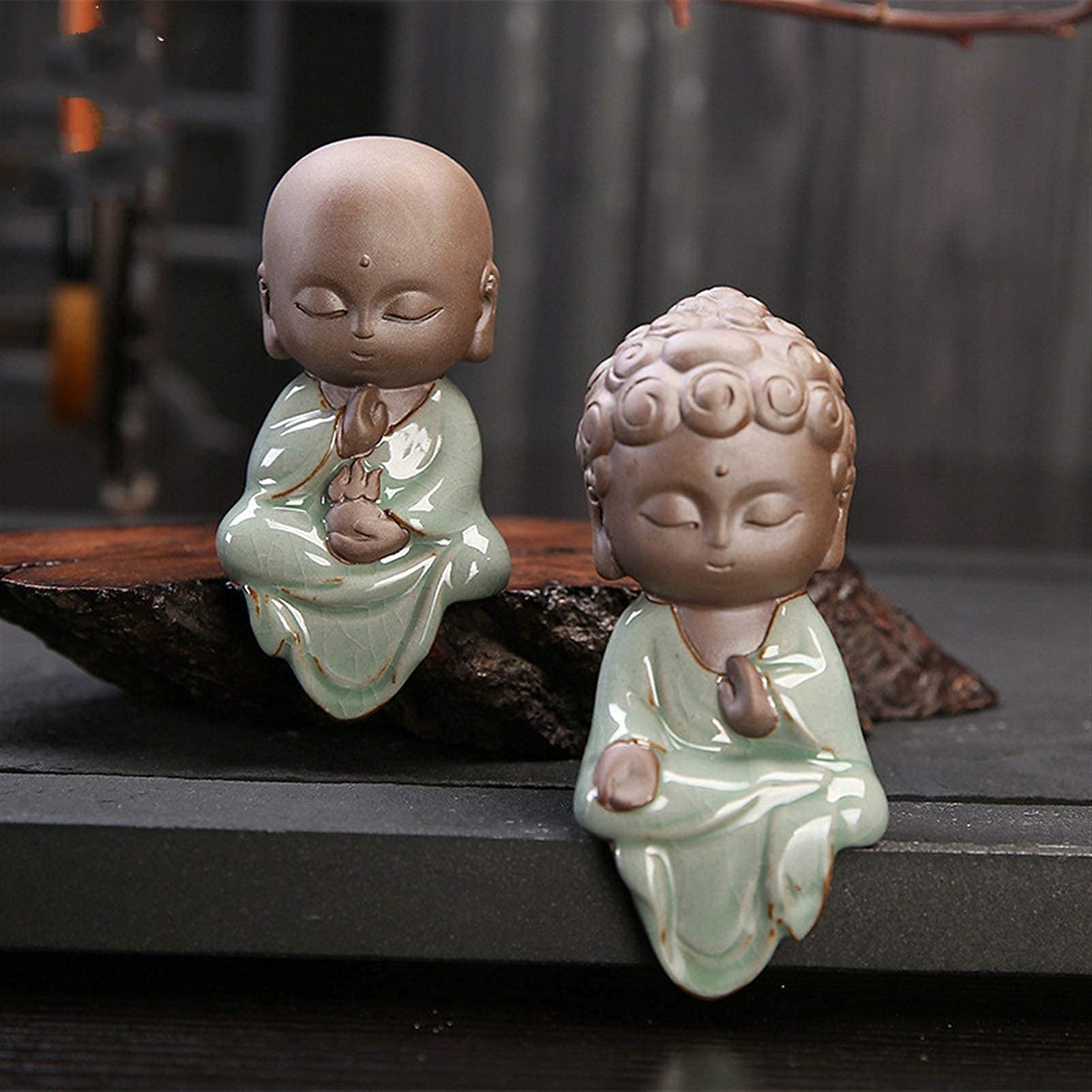 Amazon｜創造的な小さな仏像仏教如来かわいい仏砂セラミック茶寵