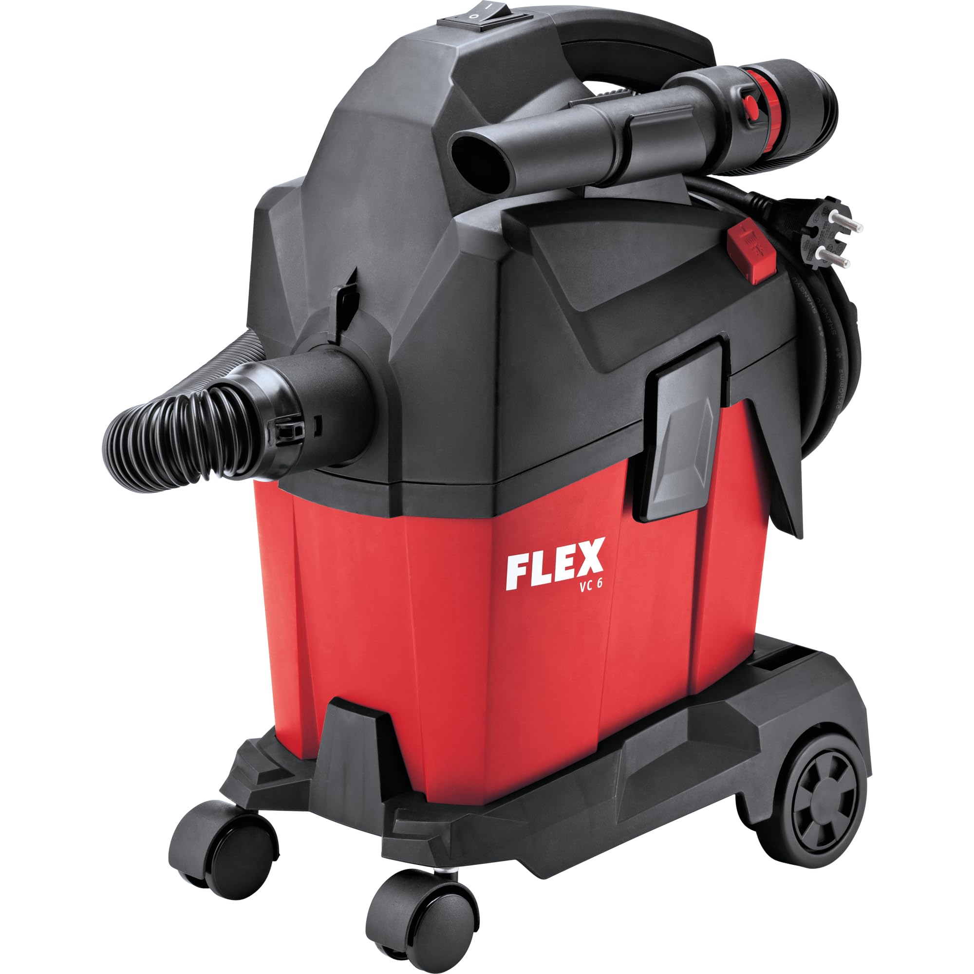 Flex Kompakt Sauger VC 6 L MC + Vliesfiltersäcke FS-F VC 6 (schwarz, rot, Kompakt Sauger mit manueller Filterabreinigung, 6 l, Klasse L, Werkstattsauger, Handwerkersauger) 532024