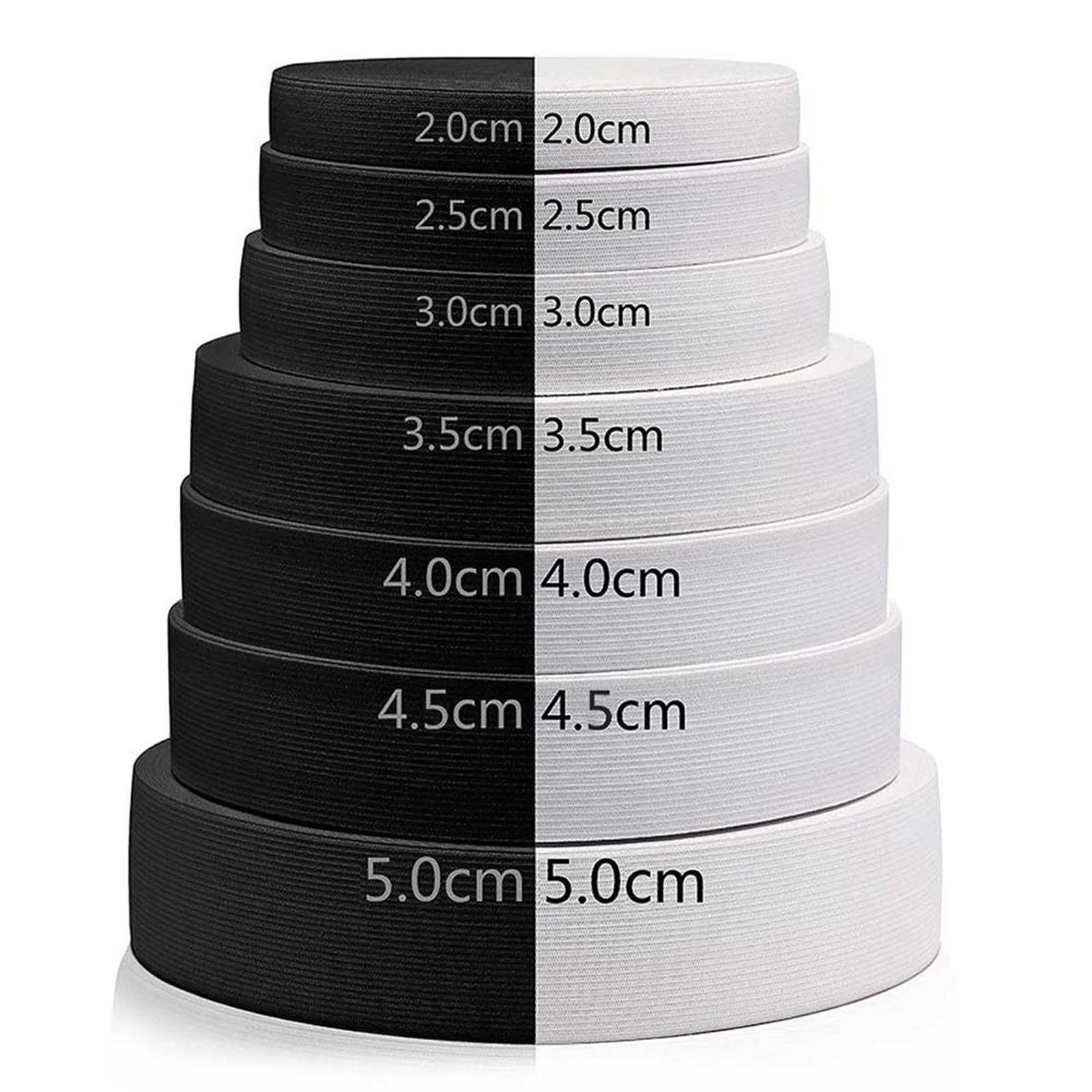 Bandas elásticas Banda elástica Ancha y Plana 8 Metros 20 mm/25 mm/30 mm/35 mm/40 mm/45 mm/50 mm Accesorios de Costura de Nailon Blanco y Negro, Negro, 45 mm(Schwarz,45mm)