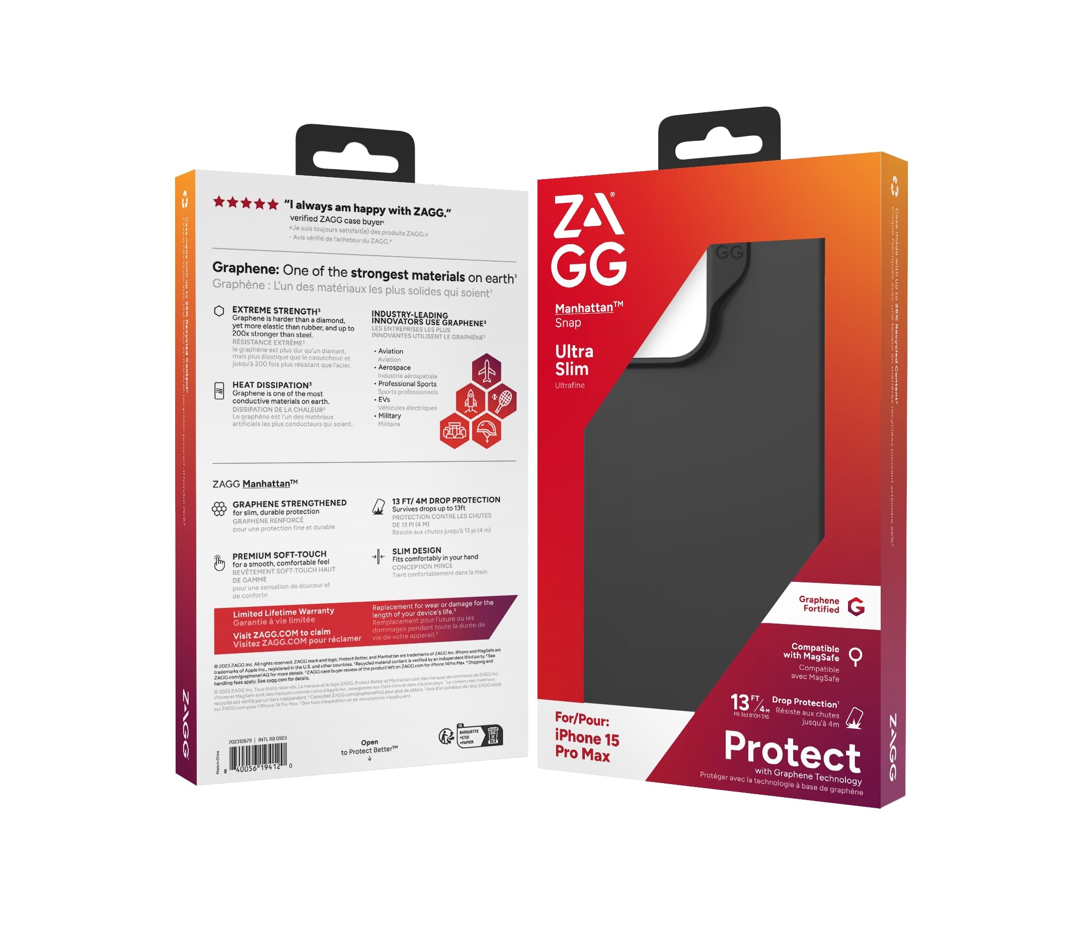 ZAGG Manhattan - Custodia a scatto compatibile per Apple iPhone 15/Plus/Pro/Pro Max (iPhone 15 Pro Max, nero)
