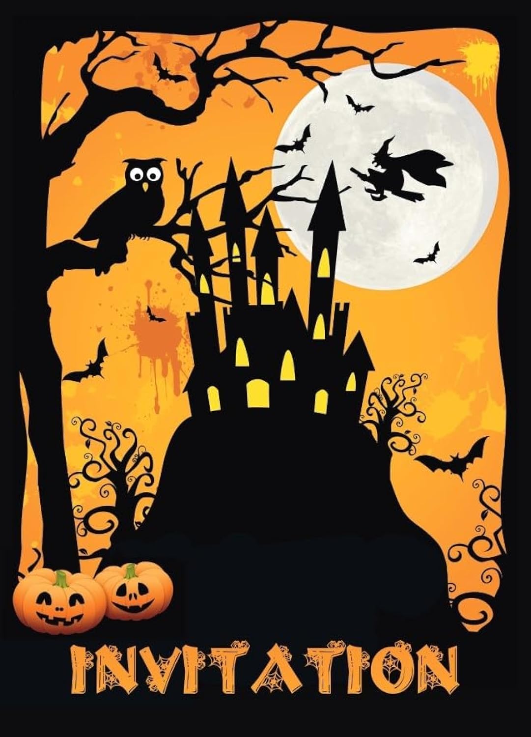 Edition Colibri 10847 French Halloween Invitation Cards for a Halloween Party Made in French, Orange-black, 14,8 x 10,5 cm
