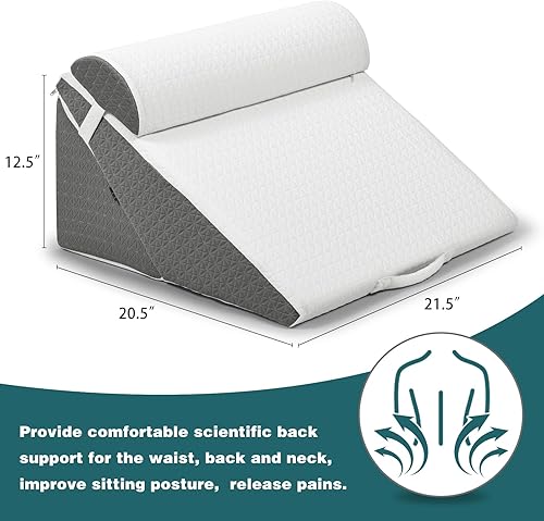 Miniatura 3 de baibu Juego de almohadas de cuña de 21.5 pulgadas para cama de dormir, almohada de cuña para después de la cirugía, almohada triangular ajustable