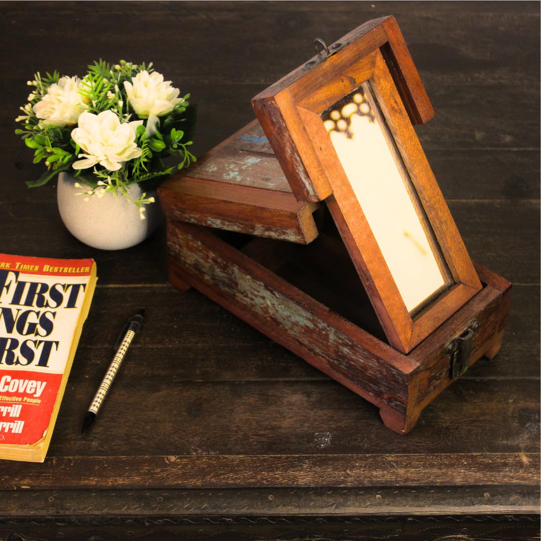 Buy Indune's Antique Wooden Portable Barber Box of Reclaimed Wood