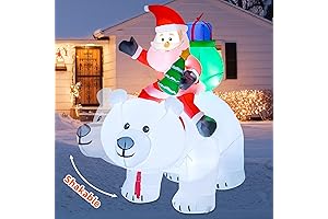 GOOSH 6 FT Christmas Inflatables Santa Clause Riding Bear with Shaking Head
